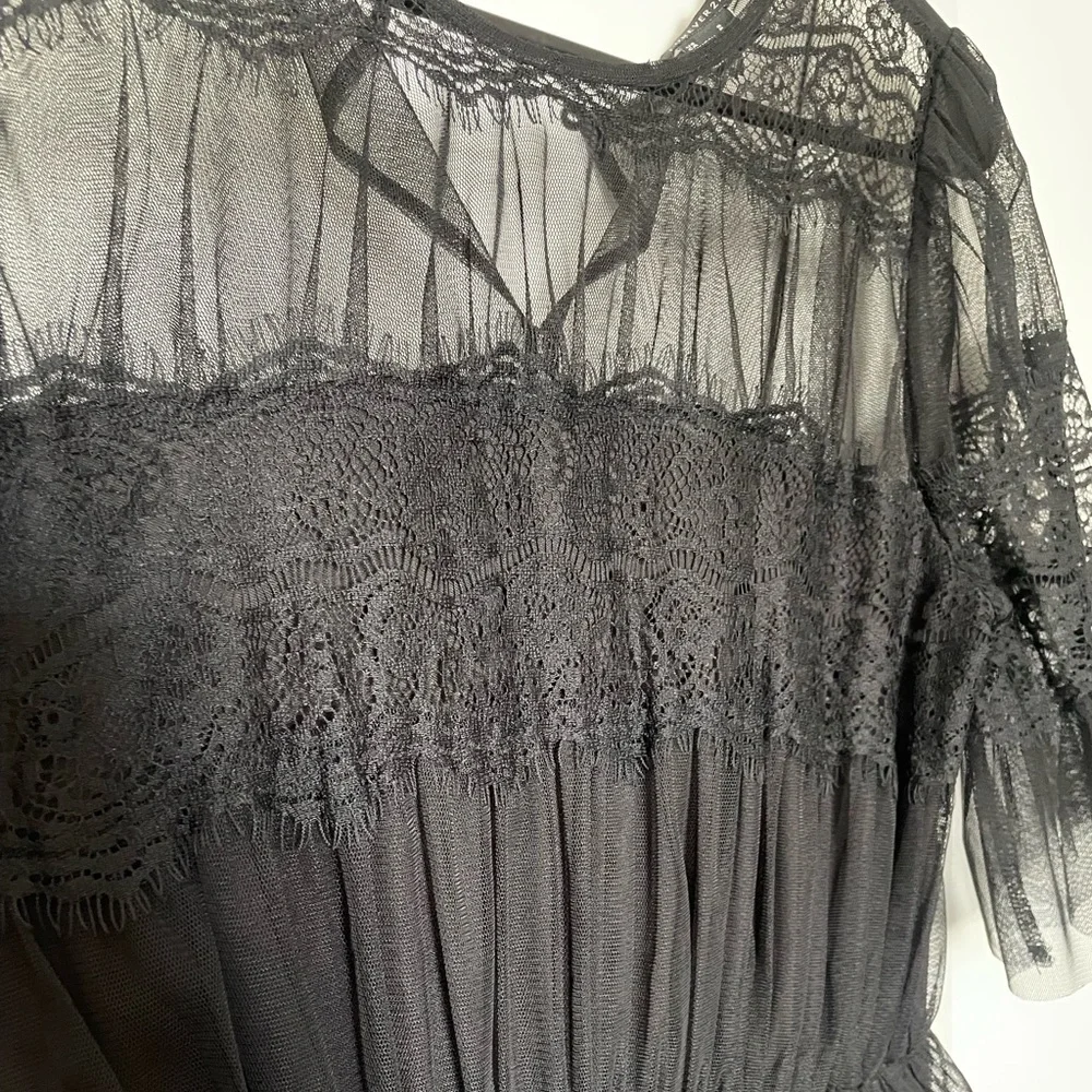 Black Lace Mini Tulle Dress - Picture 6 of 6